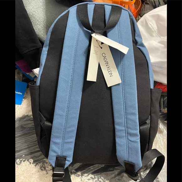 Brand New Unisex Calvin Klein Large Canvas Backpack With Exterior Leather Trim - Picture 8 of 8